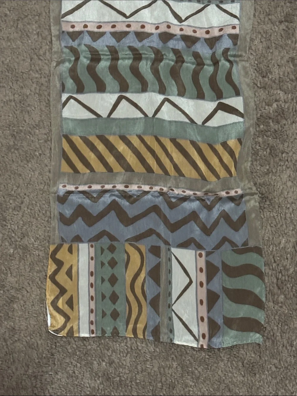 Vintage Liz Claiborne Silk Scarf-Taupe/Tan/Green-GUC